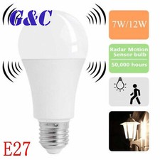 E27 Radar Sensor Ambient PIR Motion 7/12W LED Globe Bulb Light Lamp Practical