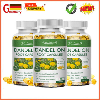 3PCS 120 Pills Dandelion Root Extract Capsules Liver Kidney Gallbladder Support