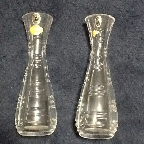 Crystal Vase ● Lot of Two Matching ● Hand Cut ● Original Labels ● Germany