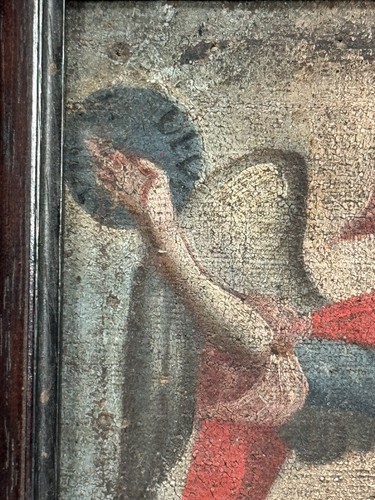 Antique Spanish Colonial Oil Painting Saint Michael Archangel Mexican 18th C. #2 - Picture 5 of 9