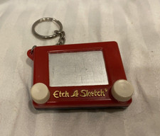 mini RED Etch A Sketch Keychain 2" by 1.5" by Basic Fun working Drawing Toy Mini
