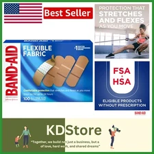 Band-Aid Brand Flexible Fabric Adhesive Bandages, 100 Count