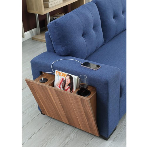 L Shaped Convertible Sectional Sofa Pull Out Couch Bed w/ Storage Chaise & USB - Picture 5 of 19