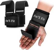 AN'S FIT Wrist Hook Straps for Weightlifting Pull Up Deadlifting