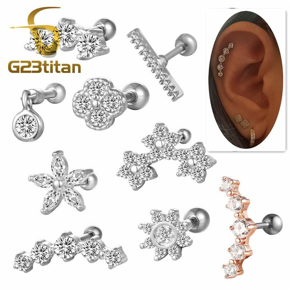 Flower Tragus Piercing Helix Piercing Cartilage Piercing 