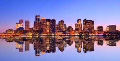 Wandbild: Finanzviertel von Boston, Massachusetts, mit Blick auf den Hafen [...]