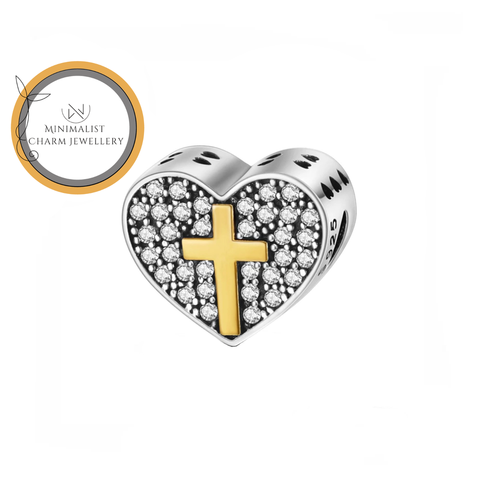 Heart Cross Charm in Silver - Elegant Women's Jewelry Gift