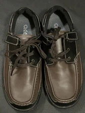 Orthofeet 422 Baton Rouge Orthopedic Wide Leather Boat Shoes Brown Men's 11.5 4E