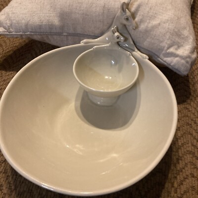 Vintage Fitz & Floyd Ceramic Kangaroo Bowl and Dip  Bowl Large 1973 Japan