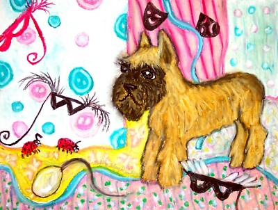 Brussels Griffon Masquerade Art Print 5x7 Dog Collectible Signed Artist KSams