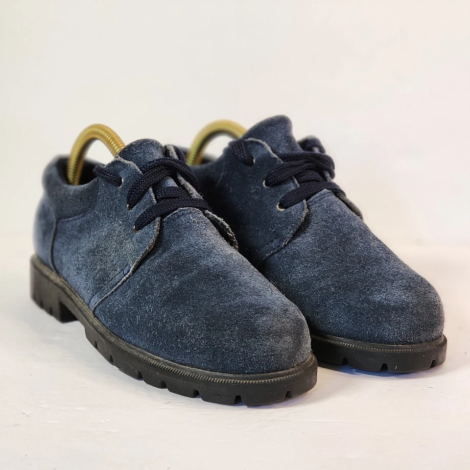 Sapato Oxford Feminino Lands End Tamanho 6.5 B Couro Camurça Azul Marinho Conforto com Cadarço - Imagem 3 de 4