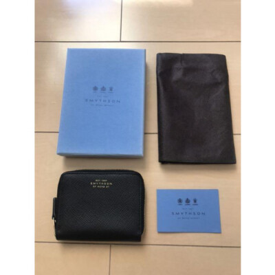 Unused] SMYTHSON PANAMA Zip Coin Case color:Black with Box