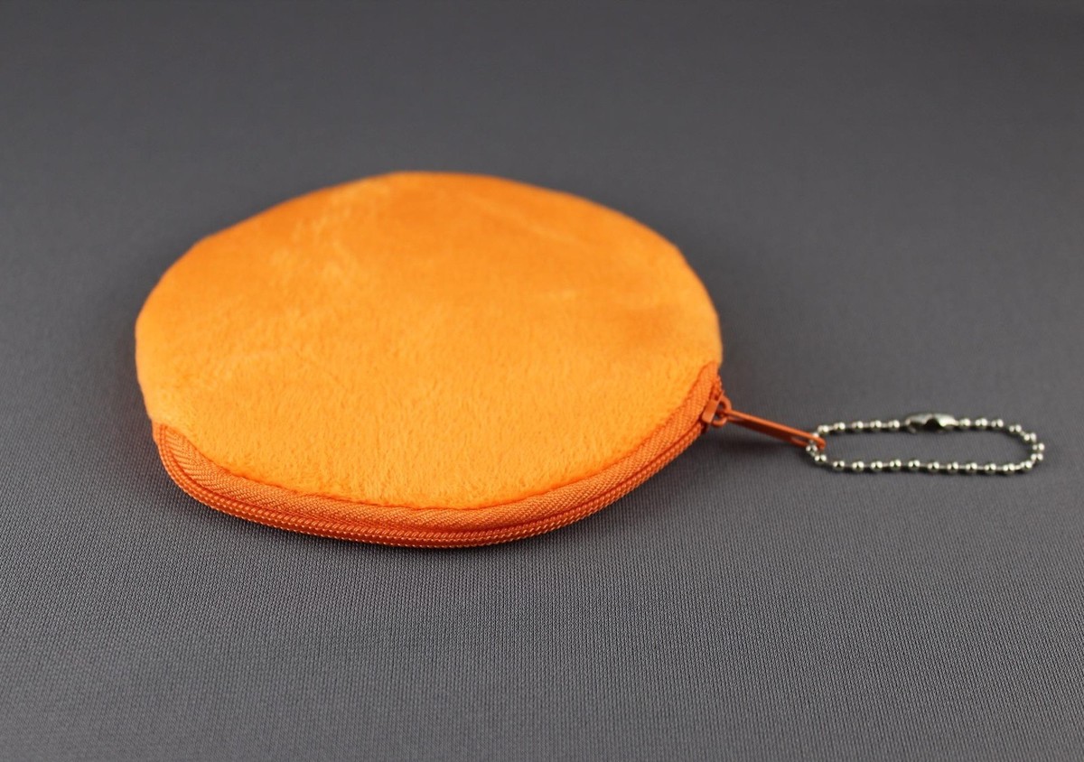 Orange Fruit print fabric coin change purse pouch zip zipper top