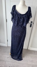 Lipstick Boutique Navy Lace Maxi Dress Occasion Evening Party UK 22 XL B67