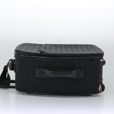 CHANEL Carry Case New Travel line suitcase Nylon Black CC Auth