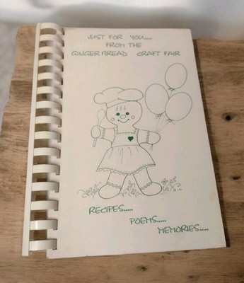 Vtg 90s Gingerbread Craft Fair Spiral Cookbook Recipes Religious Poems Kitsch 