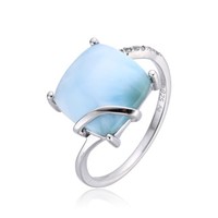 Cavill Larimar Silberring 3,66Ct Kissen 925 Sterling Silber Damen Echtschmuck