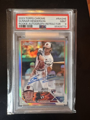 2023 Topps Chrome - Rookie Auto Refractor /499 Gunnar Henderson - PSA 9 