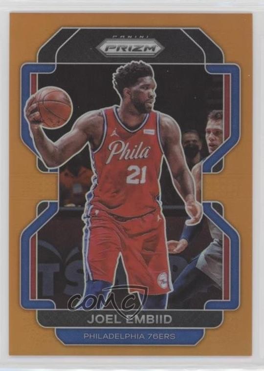 2021-22 Panini Prizm Orange Prizm 13/49 Joel Embiid #176 hs9