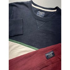 VTG Abercrombie Fitch Colorblock Crewneck Sweatshirt slub knit Mens L Y2K