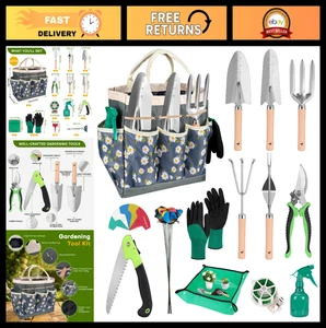 62-Piece Ensemble d'outils de jardin lourd - Kit complet avec outils en acier inoxydable, P