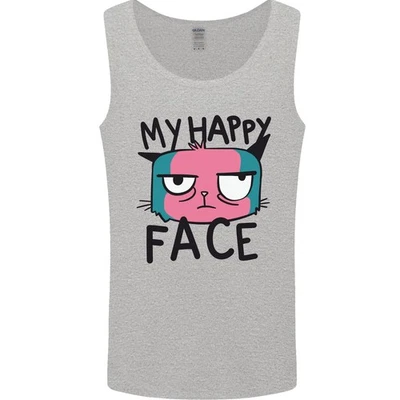 Katze My Happy Gesicht Lustig Grumpy Herren Tanktop - Bild 1 von 4