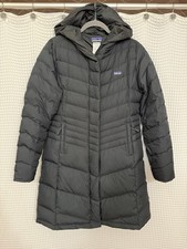 Patagonia Girls Long Down Coat Size XXL Black Hooded Puffer Quilted Warm Winter