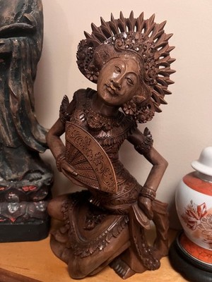 Suar Wood Janger Dancer Indonesian Cultural Sculpture
