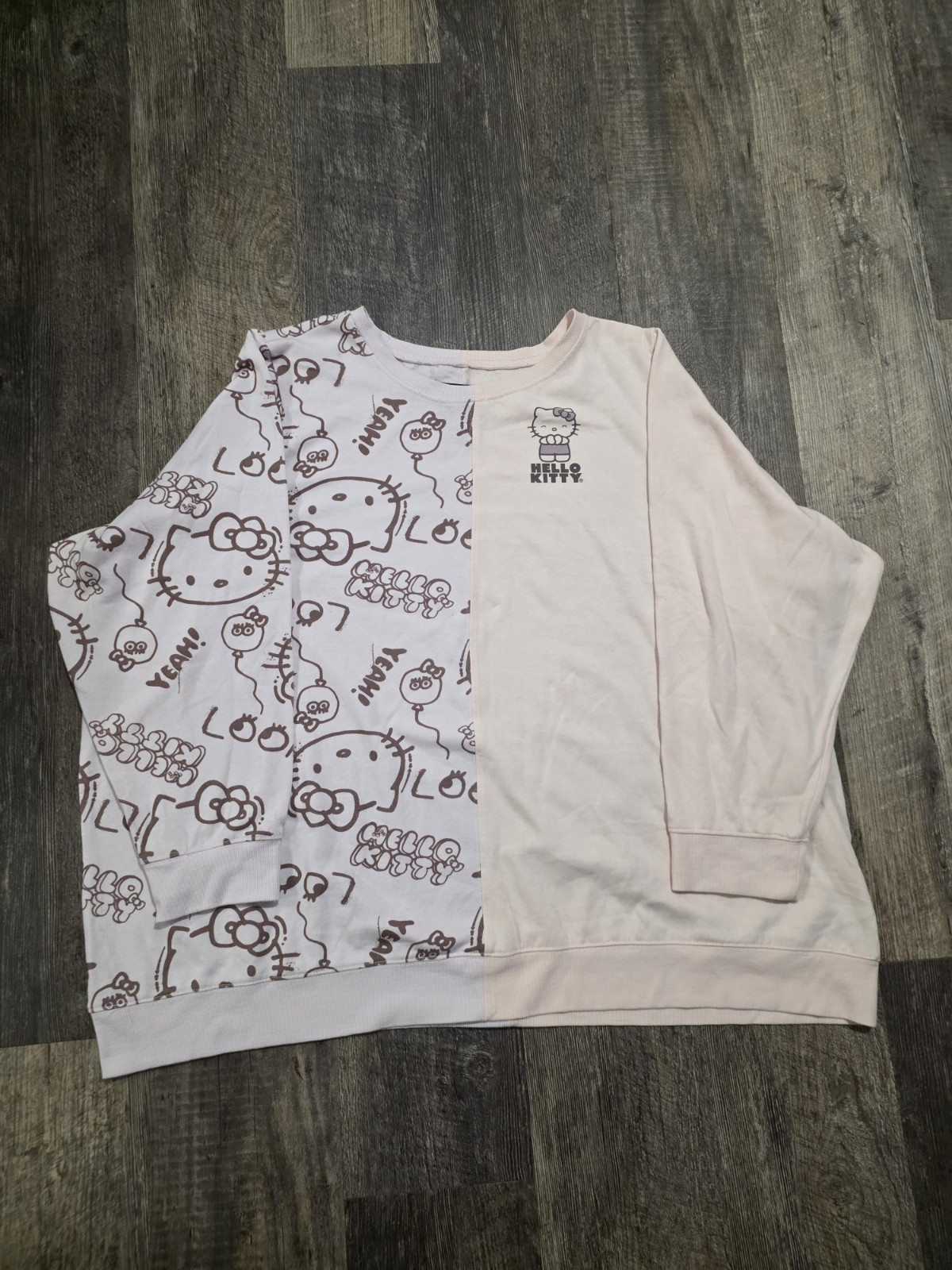 Pink Hello Kitty Split Pattern Sweatshirt Women's… - image 1