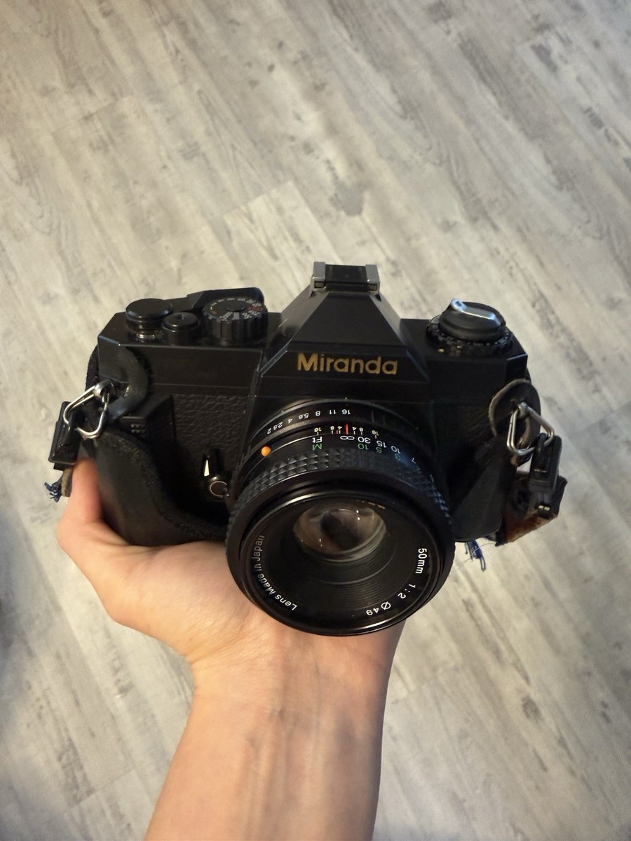 Miranda Vintage SLR Film Camera Black with Lens, Case, and Strap