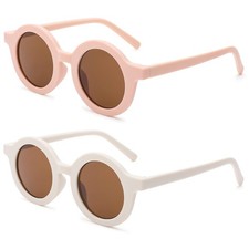 Cute Round Kids Sunglasses UV Protection Flexible Rubber Glasses Shades for T...