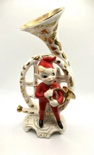 Lipper & Mann Vintage Christmas Ornament Pixie Elf Playing French Horn
