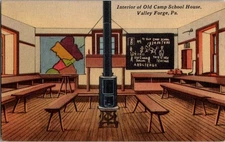 Vintage Valley Forge PA Old Camp School House Postcard