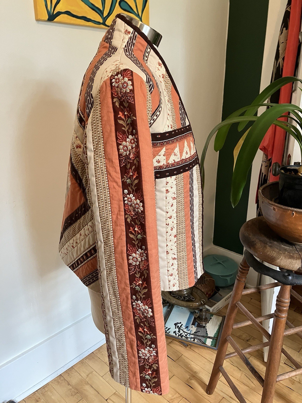 Vintage 70’s Quilted Handmade Patchwork Coat Cali… - image 9