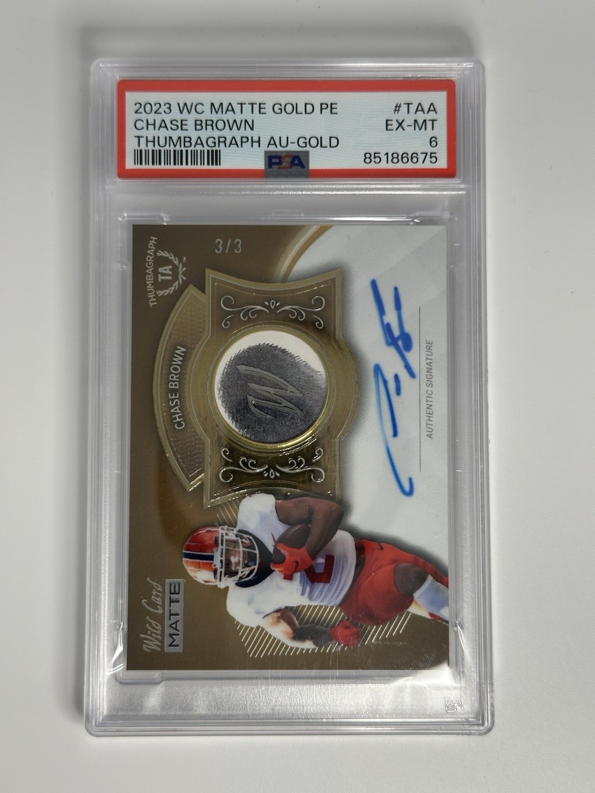 Chase Brown Wild Card Matte Gold Premium Edition Thumbagraph Autographs #TAA Gold