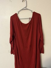 Old Navy Knit Midi Shirt Dress Size XXL Red Long Sleeve Scoop Neck