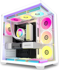 PC CASE 7 ARGB Fans Pre-Installed, Mid Tower ATX PC Case with Panoramic Tempered