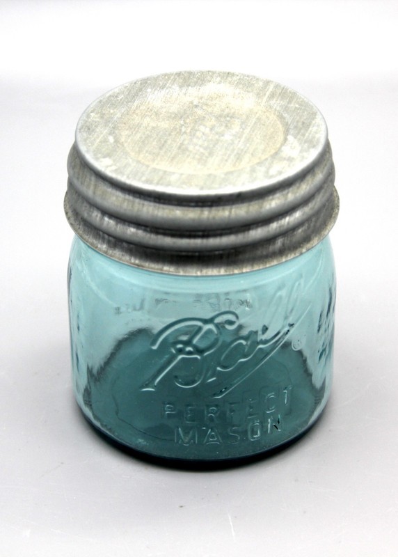 Blue Aqua Ball Half Pint Vintage Mason Jar With Lid MUST L@@K