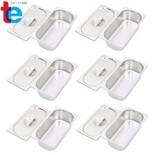 6 Pack 1/3 Size Hotel Pans Steam Table Pan Stainless Steel 4" Deep