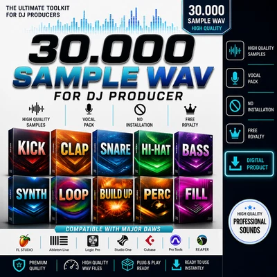 30.000 Sample Wav Dj Producer– Kick Bass Synth Fx Vocal Loop FL Studio Ableton - Bild 1 von 4