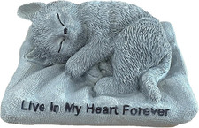 Cat Memorial Stone - Resin Sleeping Cat Statue for Garden Grave Marker