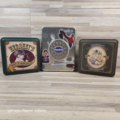 Vintage Tins Lot Hersheys Milk Chocolate 1999 #4 #5 Nabisco Oreo Cookies Tin