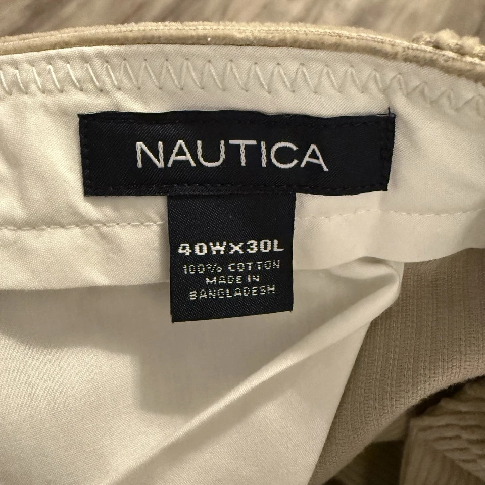 Pantalones de pana Nautica Wide Wale para hombre talla 40x30 tostado pierna recta 100 % algodón Foto 2 de 4