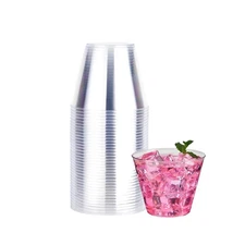 RACETOP 9 oz 50 packs Clear Disposable Plastic Cups, Durable Plastic Cups Tum...