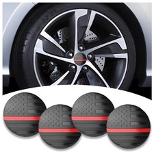 4PCS American Flag Car Wheel Center Caps Sticker,Wheel Hub Caps Black  Red