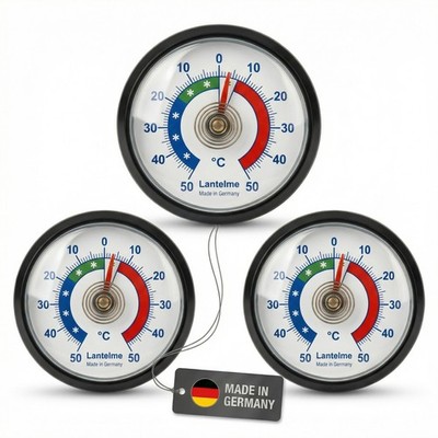 3 Stück Kühlschrank Thermometer Set Selbstklebend Schwarz Analog Gefrierschrank