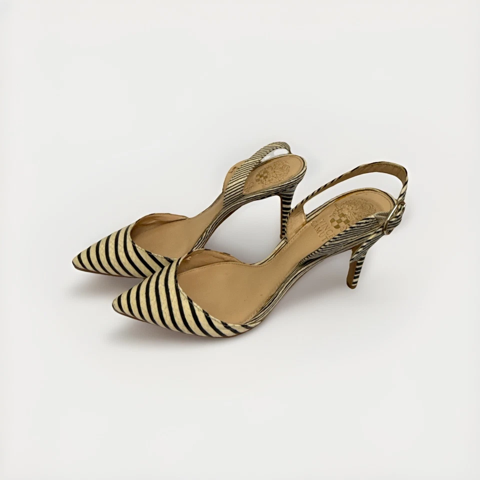 Vince Camuto Barlowe Tacón Pre-amado de Cuero a Rayas Talla 6/36 Foto 2 de 4