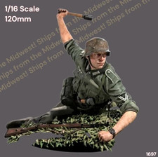 1/16 Resin Figure German Infantryman Prone Tossing Potato Masher Model Kit 1697
