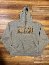 Vintage University Of Miami Hurricanes Pullover Hoodie Size XL Jansports