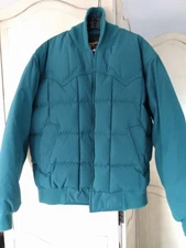 Excellent retro Vintage Tempco Down Men's Western puffer jacket USA Teal large 
